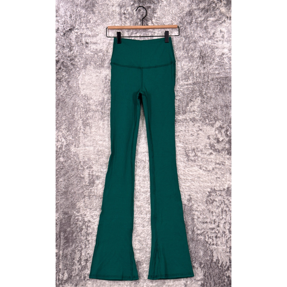 New Tiger Friday Dance Leggings XS Womens Green Flare Ribbed Full Length Adult